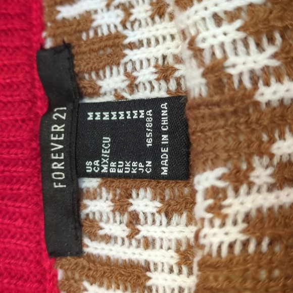 Forever 21 red brown festive Christmas reindeer knit mini skirt - Picture 5 of 7